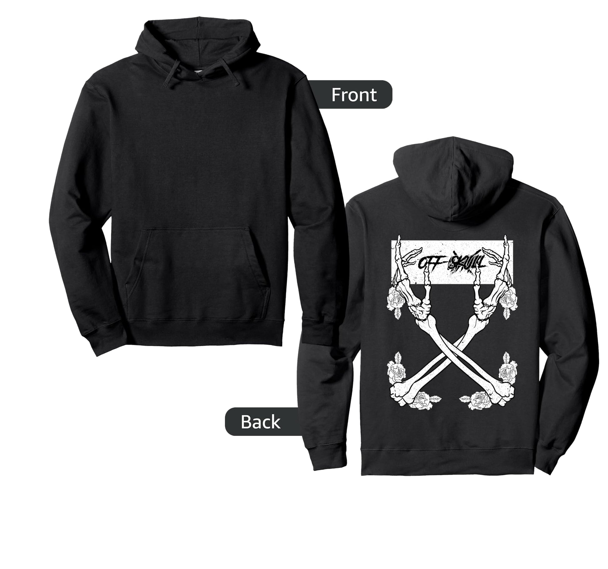 Off Skull Skeleton Backprint Hoodie - Casual Everyday Wear for Adults - T-Shirt, Sweatshirt, Hoodie