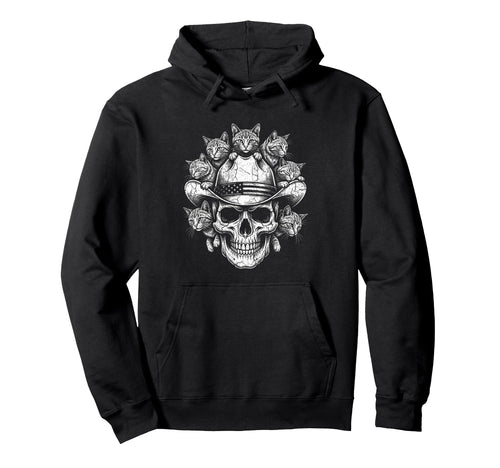 Skull Cat Skeleton Kitty Kitten Gothic Dark Hoodie - Trendy Graphic Unisex - T-Shirt, Sweatshirt, Hoodie