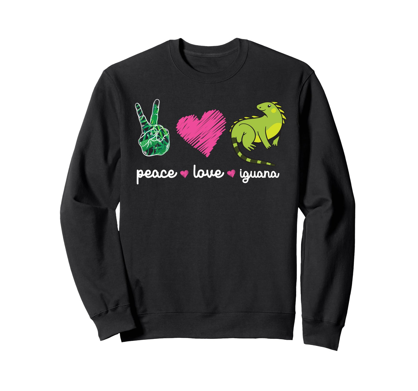 Peace Love Iguana Heart Sweatshirt - Unique Graphic Unisex - T-Shirt, Sweatshirt, Hoodie