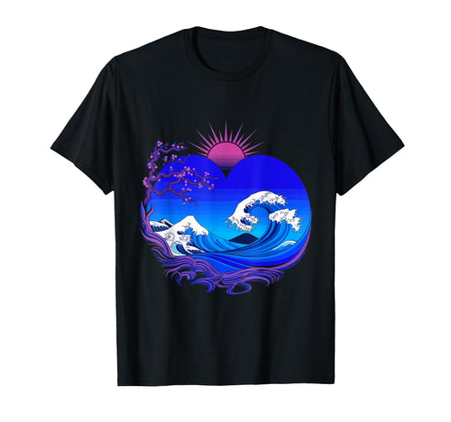 Big Wave Vaporwave Aesthetic 80S Anime T-Shirt - Aesthetic Graphic Unisex - T-Shirt, Sweatshirt, Hoodie