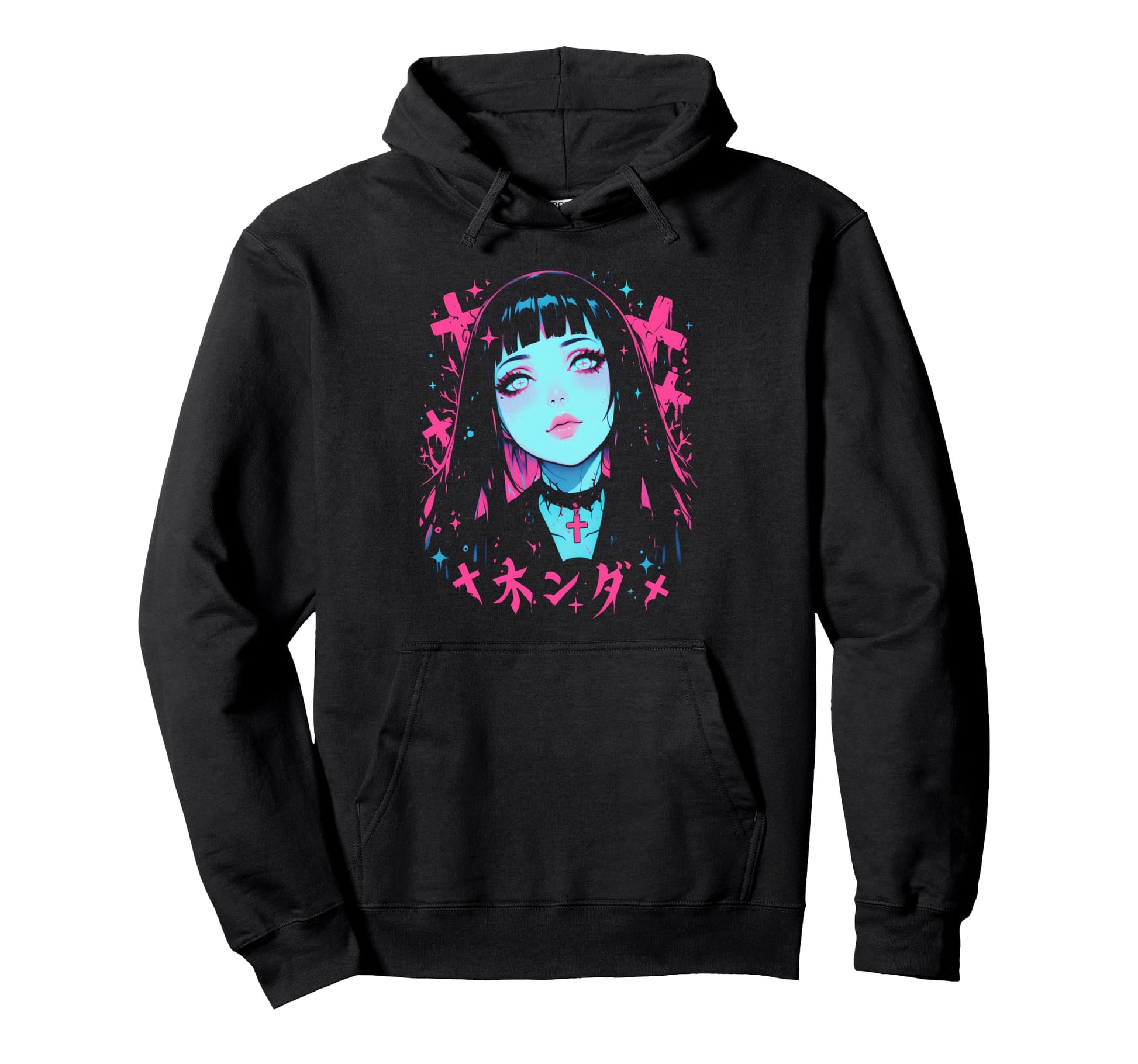 Goth Grunge Demon Anime Waifu Horror Alt Hoodie - Minimalist Print Unisex - T-Shirt, Sweatshirt, Hoodie