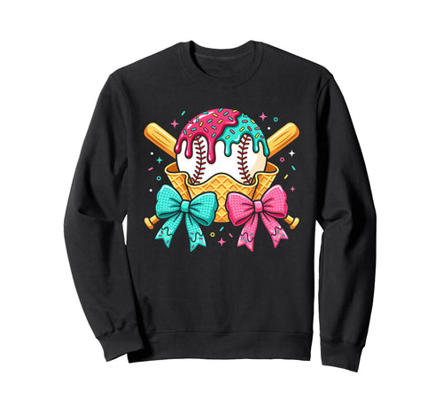 Baseball Player Drip Bow Ice Cream Sweatshirt - Trendy Graphic Unisex - T-Shirt, Sweatshirt, Hoodie