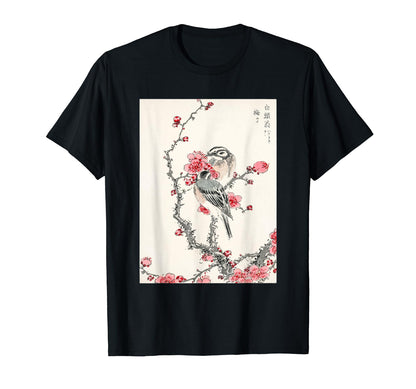 Japanese Cherry Art Birds Plum Blossom T-Shirt - Graphic Print for Adults - T-Shirt, Sweatshirt, Hoodie