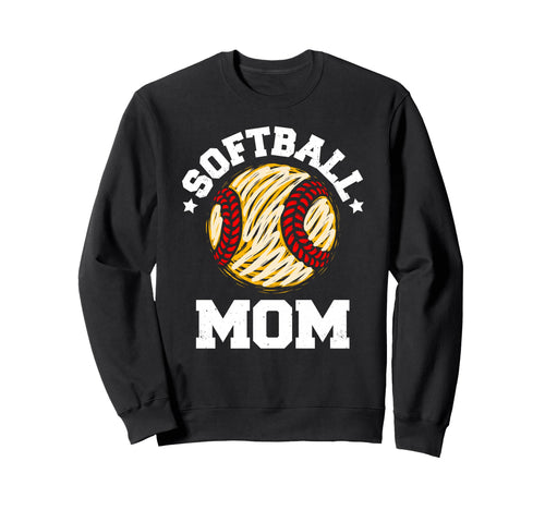 Softball Mom Distressed Funny Mom Game Sweatshirt - Unique Graphic Unisex - T-Shirt, Sweatshirt, Hoodie