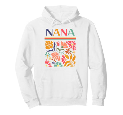 Nana Boho Floral Folk Art Flowers Hoodie - Novelty Apparel for Adults - T-Shirt, Sweatshirt, Hoodie