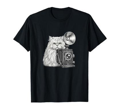 Cat Camera Funny Photographer Cat T-Shirt - Aesthetic Graphic for Adults - T-Shirt, Sweatshirt, Hoodie