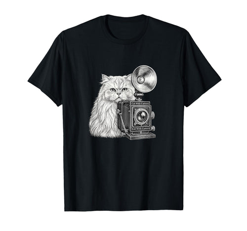 Cat Camera Funny Photographer Cat T-Shirt - Aesthetic Graphic for Adults - T-Shirt, Sweatshirt, Hoodie
