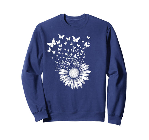 Floral Boho Butterfly Daisy Sweatshirt - Fun Novelty Design for Adults - T-Shirt, Sweatshirt, Hoodie