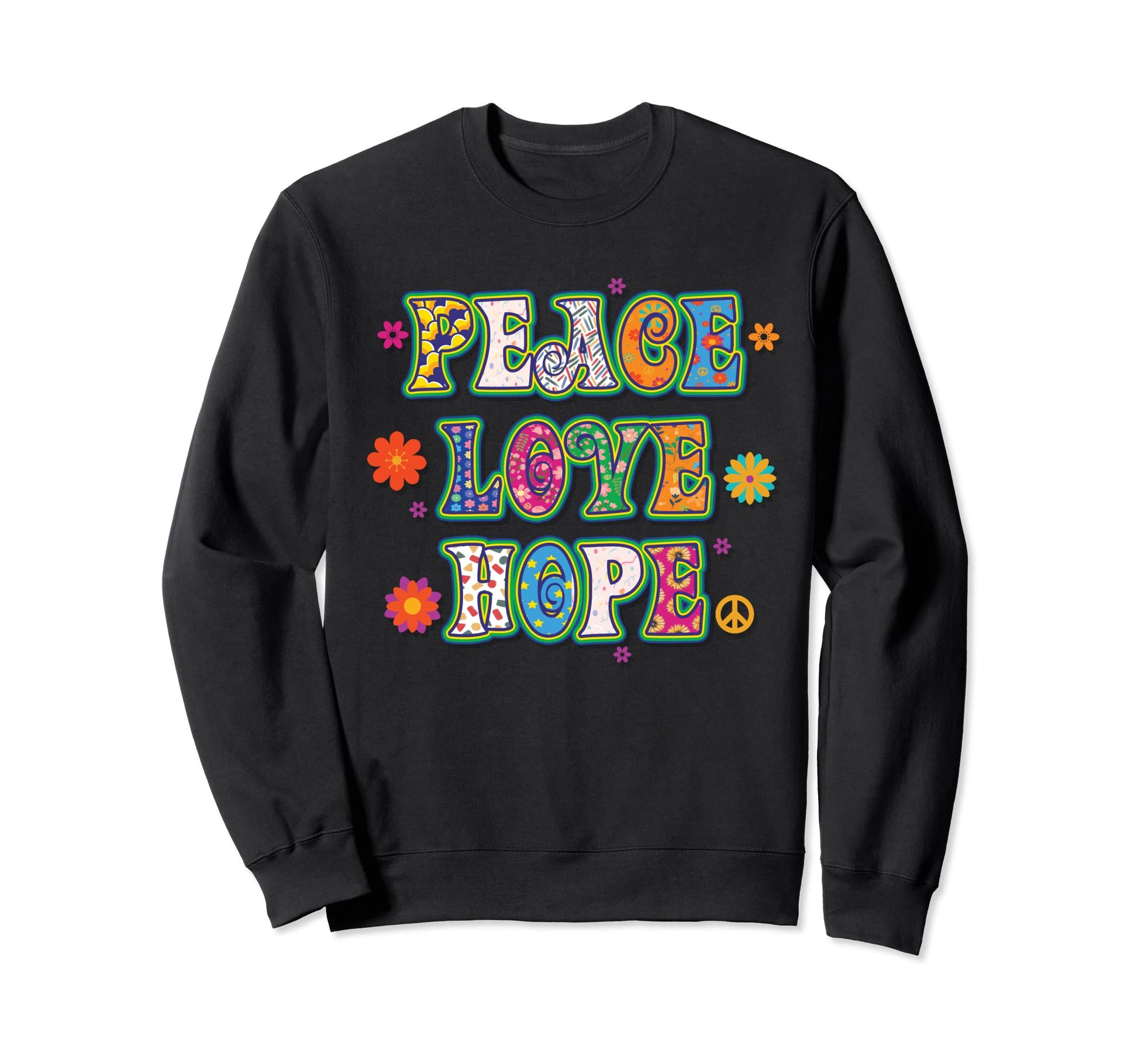 Peace Love Hope 60S 70S Costume Groovy Sweatshirt - Unique Graphic Unisex - T-Shirt, Sweatshirt, Hoodie