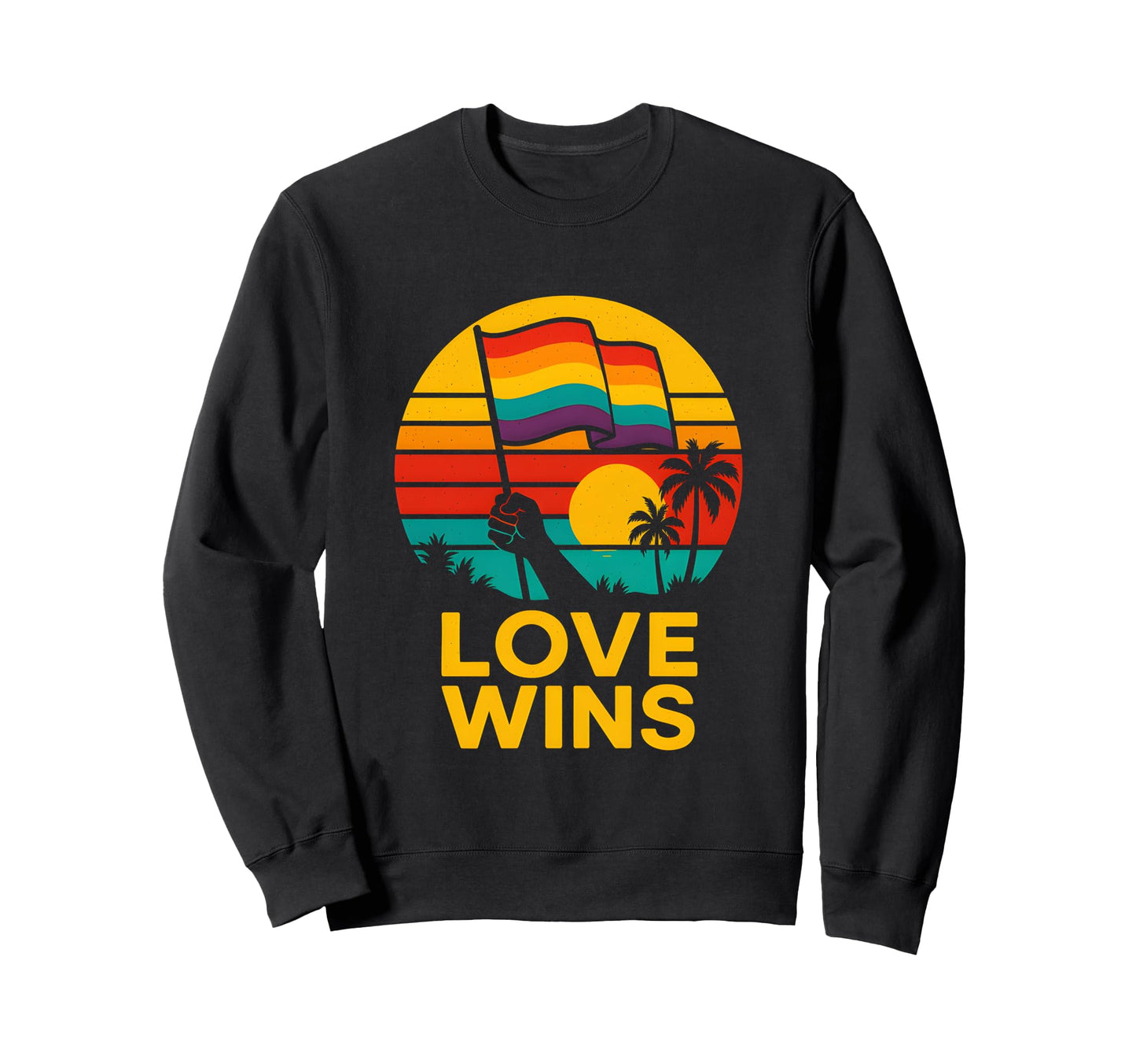 Gay Pride Month Love Wins Rainbow Sweatshirt - Aesthetic Graphic Unisex - T-Shirt, Sweatshirt, Hoodie