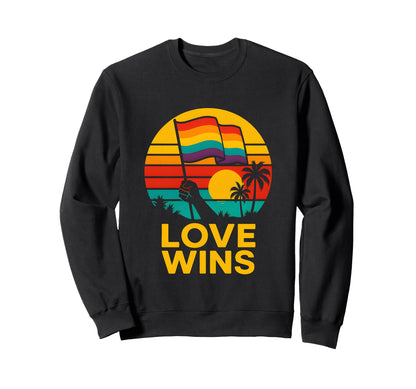 Gay Pride Month Love Wins Rainbow Sweatshirt - Aesthetic Graphic Unisex - T-Shirt, Sweatshirt, Hoodie