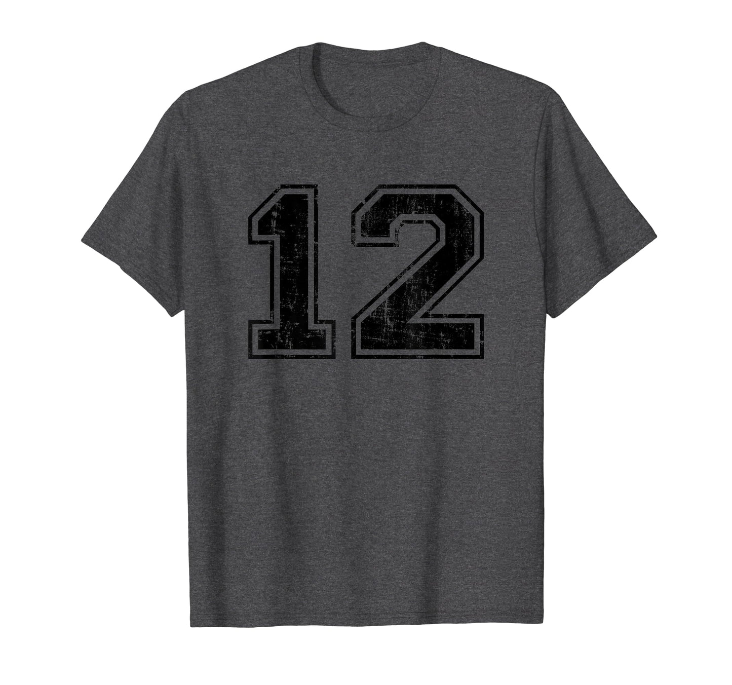 Number 12 Varsity Distressed Sport T-Shirt - Trendy Graphic for Adults - T-Shirt, Sweatshirt, Hoodie