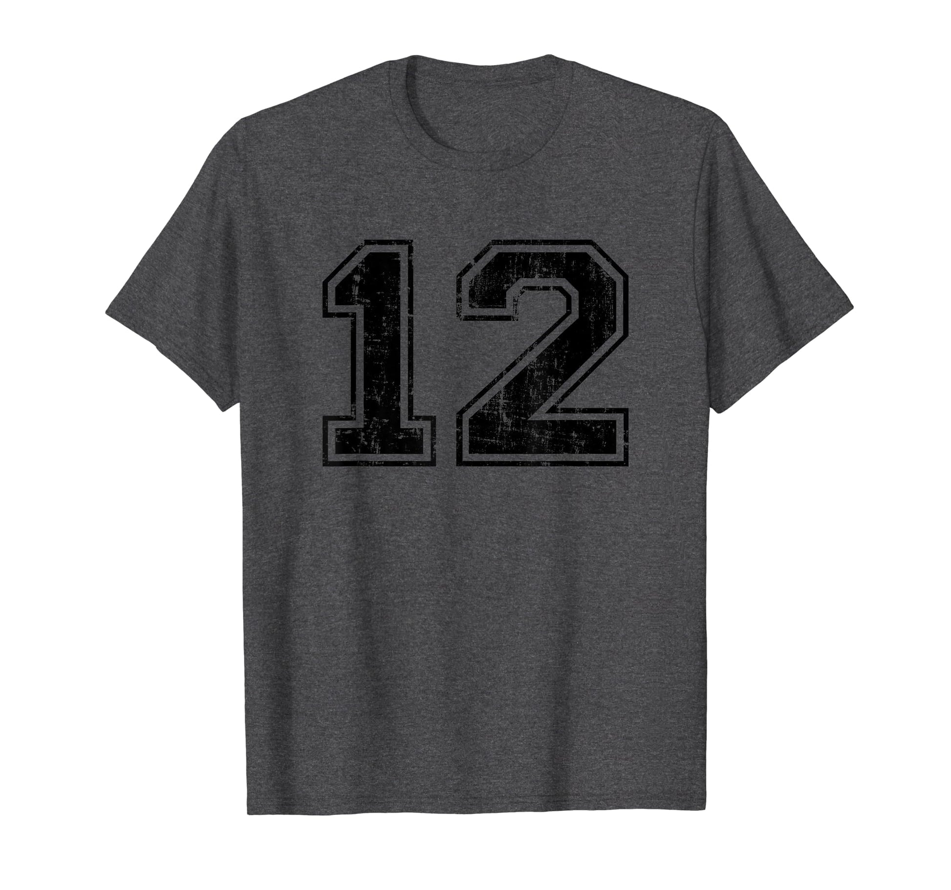 Number 12 Varsity Distressed Sport T-Shirt - Trendy Graphic for Adults - T-Shirt, Sweatshirt, Hoodie