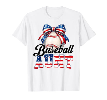 Baseball Aunt American Flag Baseball Lovers T-Shirt - Unique Graphic Unisex - T-Shirt, Sweatshirt, Hoodie