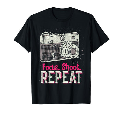 Focus Shoot Repeat Photography T-Shirt - Aesthetic Graphic Men Women - T-Shirt, Sweatshirt, Hoodie