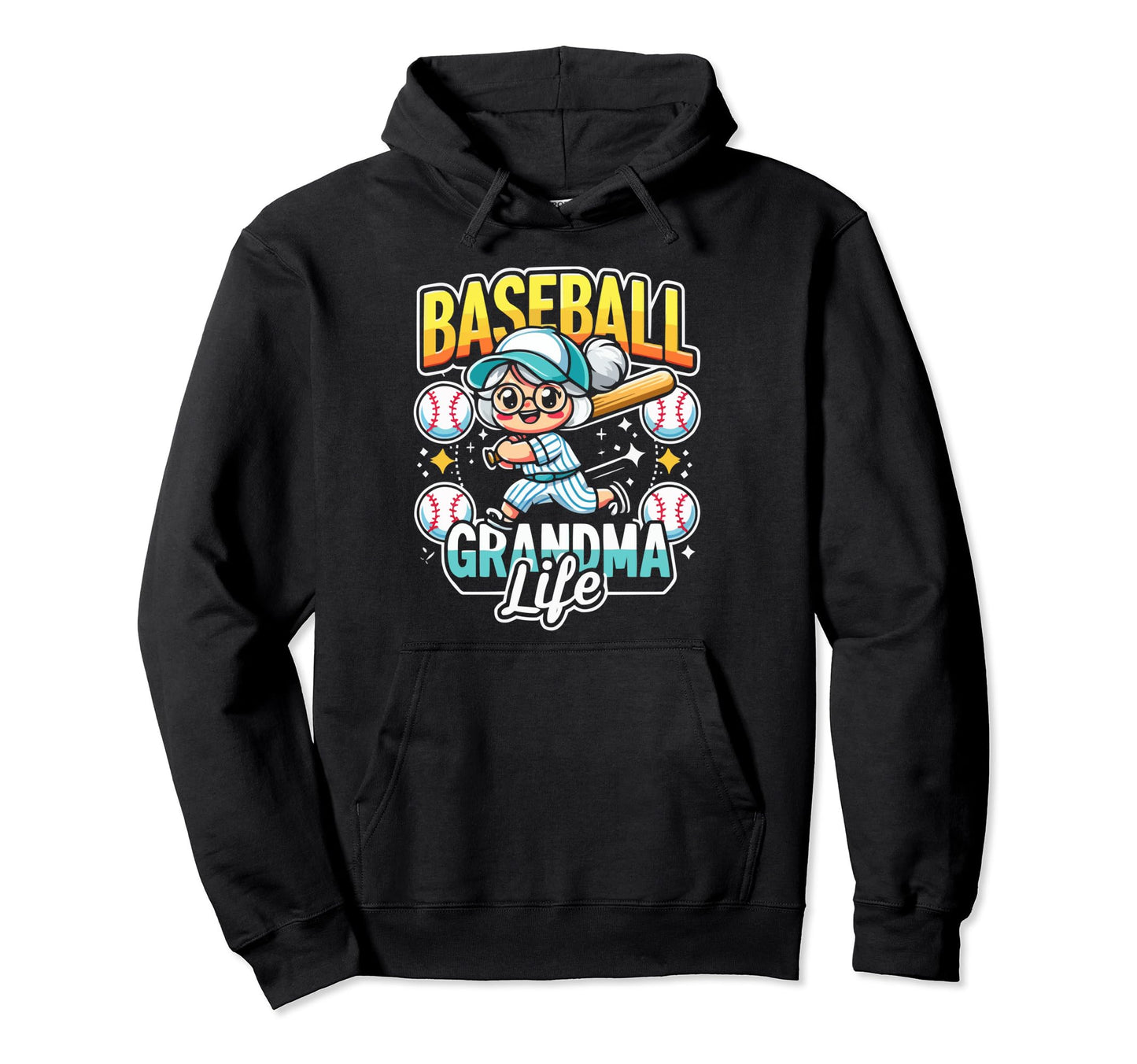Baseball Grandma Grandmother Granny Hoodie - Fun Novelty Design Men Women - T-Shirt, Sweatshirt, Hoodie
