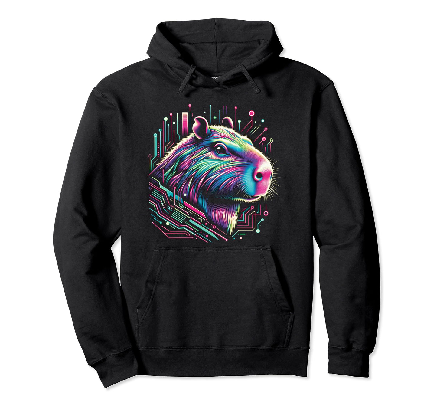 Capybara Vaporwave Cyberpunk 80S 90S Hoodie - Streetwear Style for Adults - T-Shirt, Sweatshirt, Hoodie