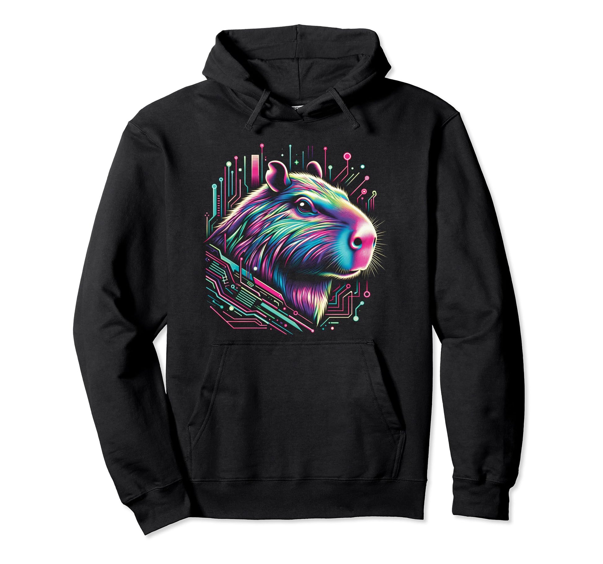 Capybara Vaporwave Cyberpunk 80S 90S Hoodie - Streetwear Style for Adults - T-Shirt, Sweatshirt, Hoodie