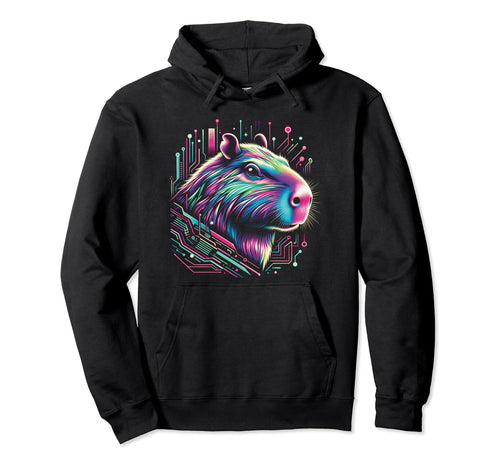Capybara Vaporwave Cyberpunk 80S 90S Hoodie - Streetwear Style for Adults - T-Shirt, Sweatshirt, Hoodie