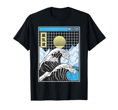 Great Wave Off Kanagawa Grid Kawaii T-Shirt - Custom Art Print for Adults - T-Shirt, Sweatshirt, Hoodie