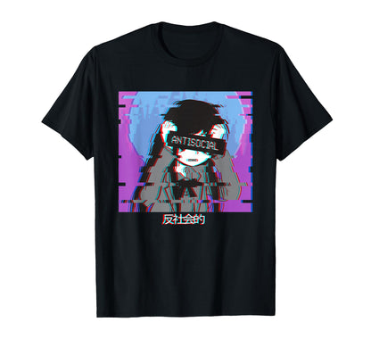 Antisocial Sad Anime Japanese T-Shirt - Streetwear Style for Adults - T-Shirt, Sweatshirt, Hoodie