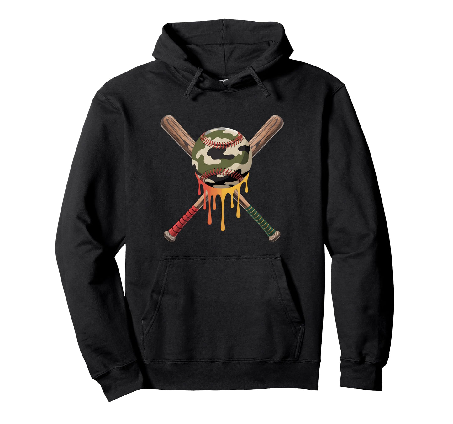 Baseball Drip Camo Baseball Bats Hoodie - Fun Novelty Design Men Women - T-Shirt, Sweatshirt, Hoodie