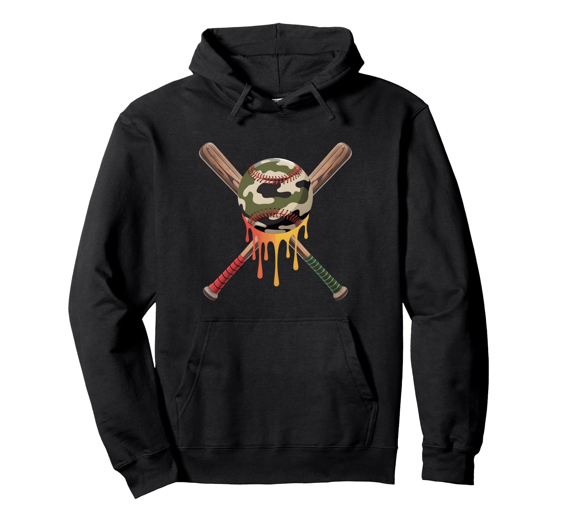 Baseball Drip Camo Baseball Bats Hoodie - Fun Novelty Design Men Women - T-Shirt, Sweatshirt, Hoodie