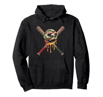 Baseball Drip Camo Baseball Bats Hoodie - Fun Novelty Design Men Women - T-Shirt, Sweatshirt, Hoodie