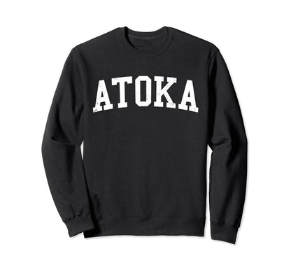 Atoka Tn Distressed White Varsity Sweatshirt - Streetwear Style for Adults - T-Shirt, Sweatshirt, Hoodie
