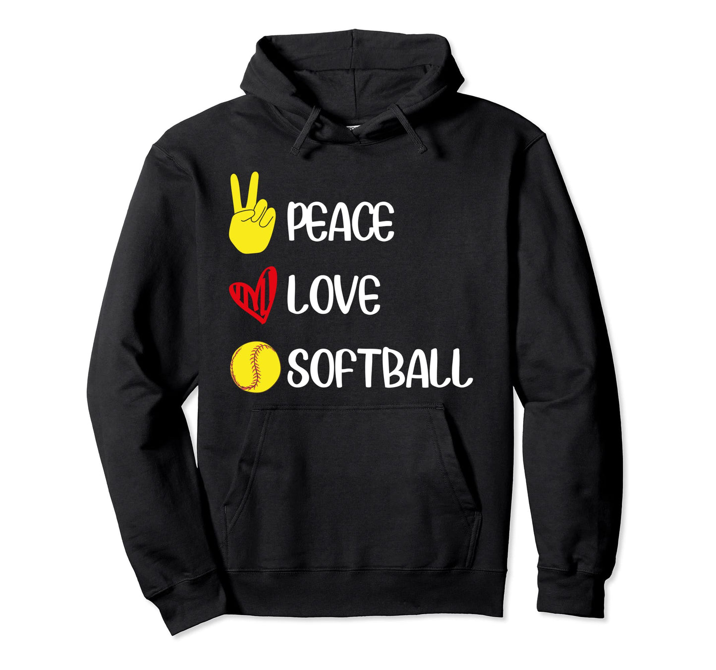 Softball Fan Softball Player Peace Hoodie - Novelty Apparel for Adults - T-Shirt, Sweatshirt, Hoodie