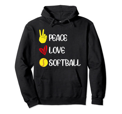 Softball Fan Softball Player Peace Hoodie - Novelty Apparel for Adults - T-Shirt, Sweatshirt, Hoodie