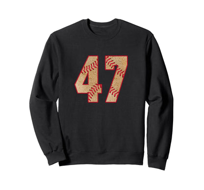 Baseball Player Jersey Number 47 Sweatshirt - Minimalist Print Unisex - T-Shirt, Sweatshirt, Hoodie