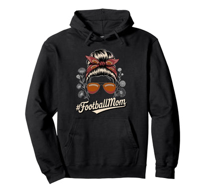 Football Mom Messy Bun Game Day Hoodie - Graphic Print for Adults - T-Shirt, Sweatshirt, Hoodie
