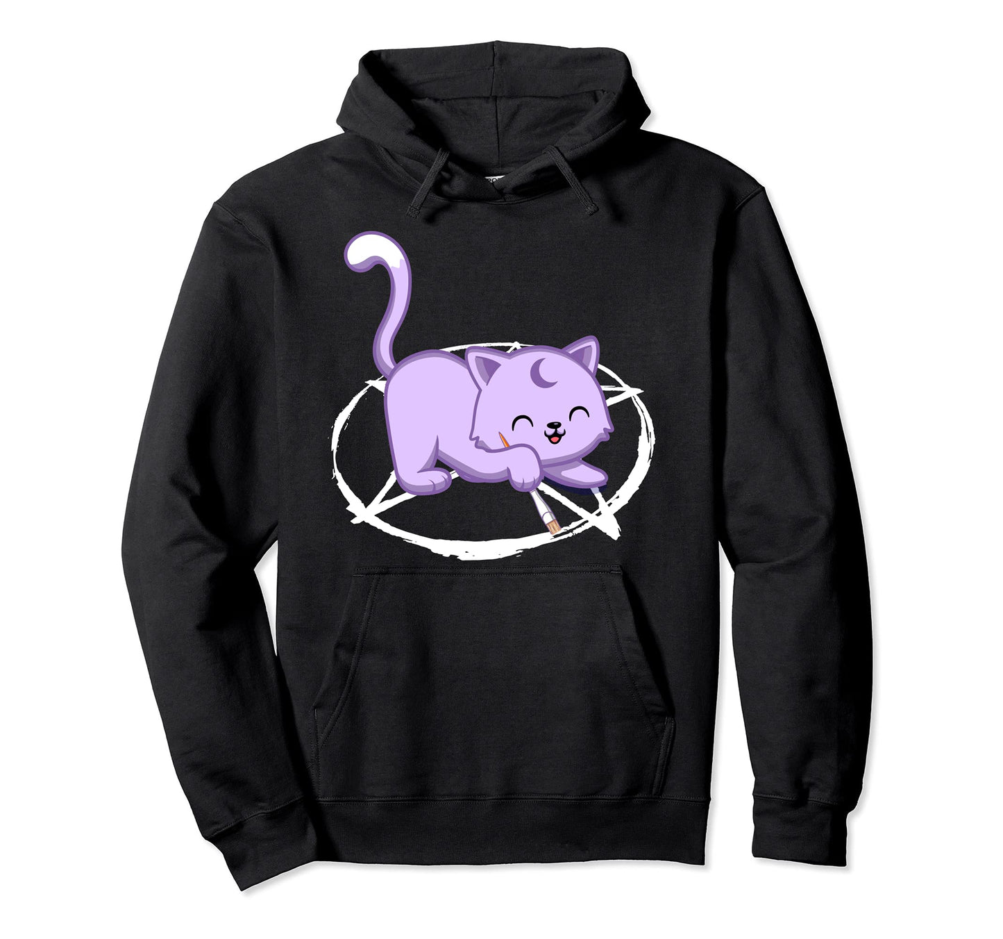 Cat Goth Pentagram Cat Hoodie - Streetwear Style for Adults - T-Shirt, Sweatshirt, Hoodie