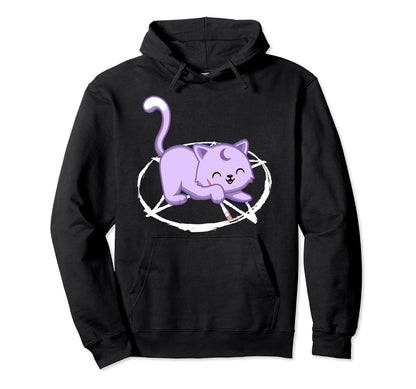 Cat Goth Pentagram Cat Hoodie - Streetwear Style for Adults - T-Shirt, Sweatshirt, Hoodie