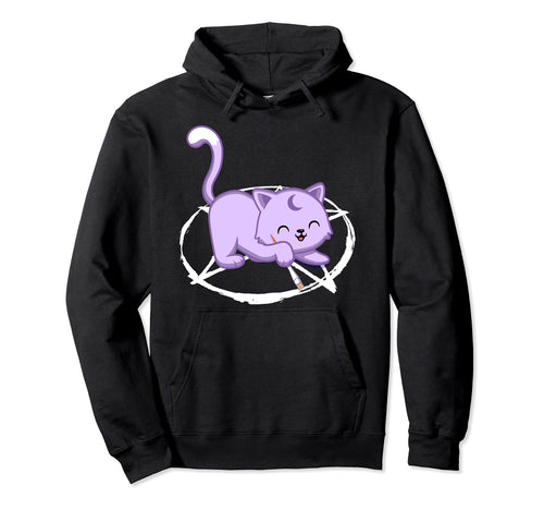 Cat Goth Pentagram Cat Hoodie - Streetwear Style for Adults - T-Shirt, Sweatshirt, Hoodie