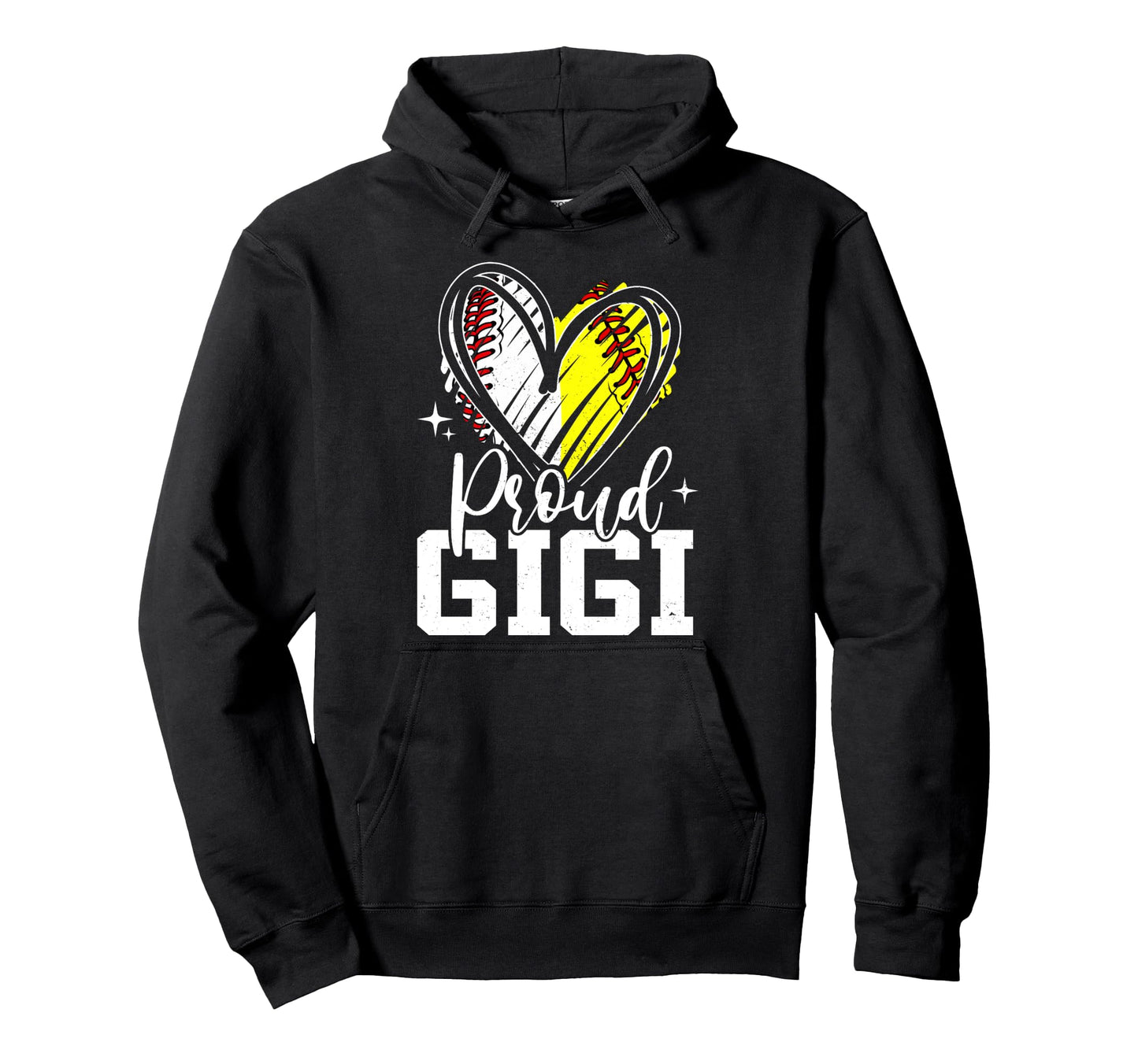 Proud Gigi Baseball Softball Heart Hoodie - Aesthetic Graphic for Adults - T-Shirt, Sweatshirt, Hoodie