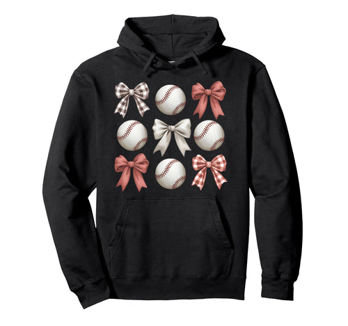 Baseball Coquette Bow Mom Sister Hoodie - Trendy Graphic Unisex - T-Shirt, Sweatshirt, Hoodie