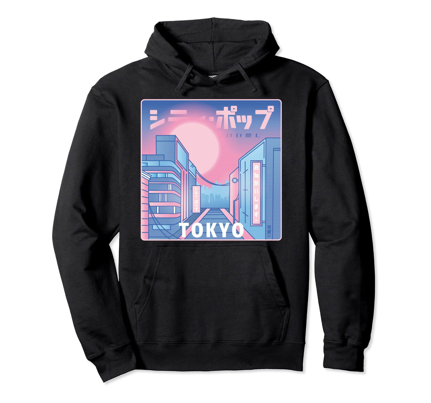Tokyo City Japan Tokyo Vaporwave Hoodie - Fun Novelty Design Men Women - T-Shirt, Sweatshirt, Hoodie