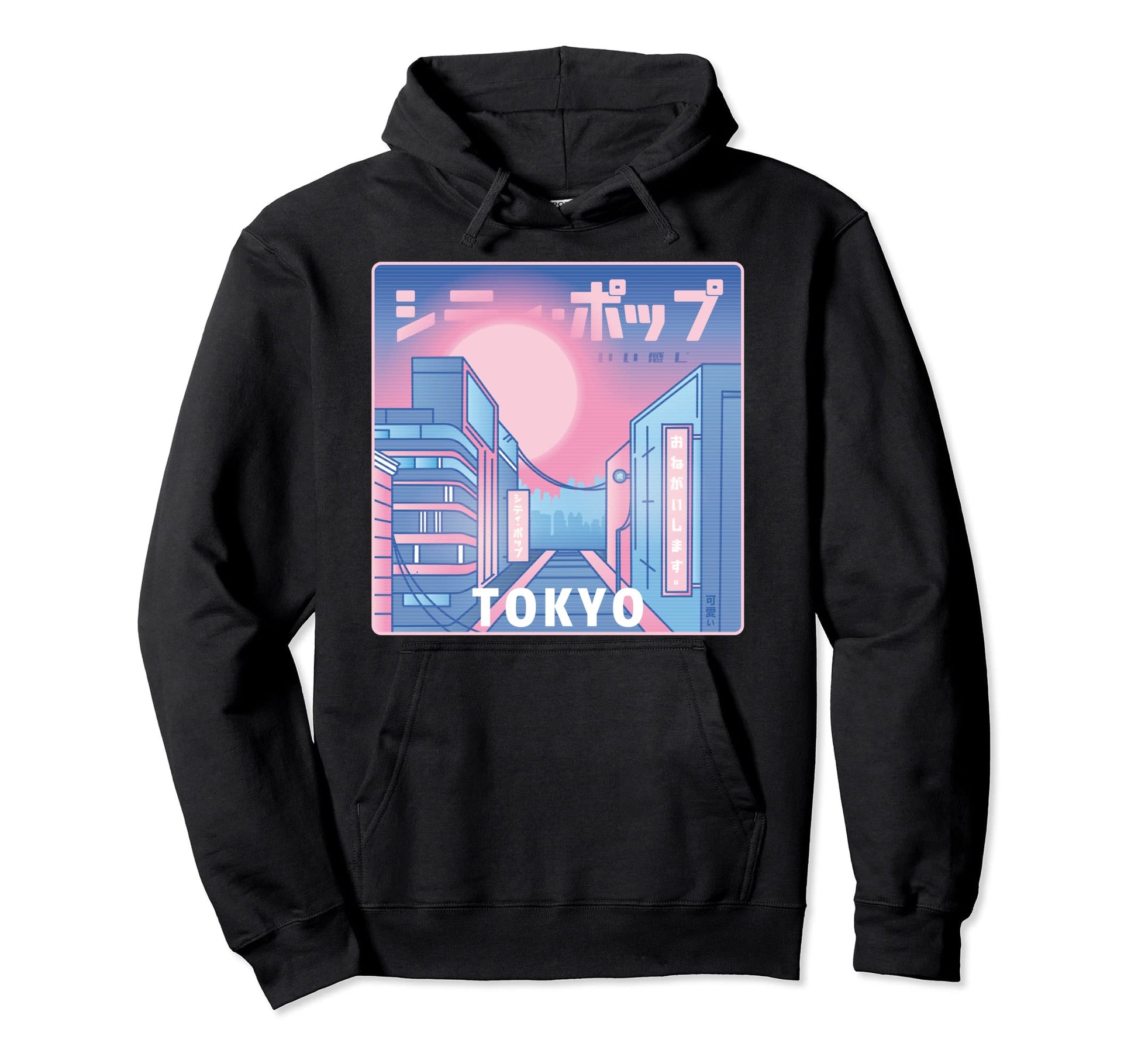 Tokyo City Japan Tokyo Vaporwave Hoodie - Fun Novelty Design Men Women - T-Shirt, Sweatshirt, Hoodie