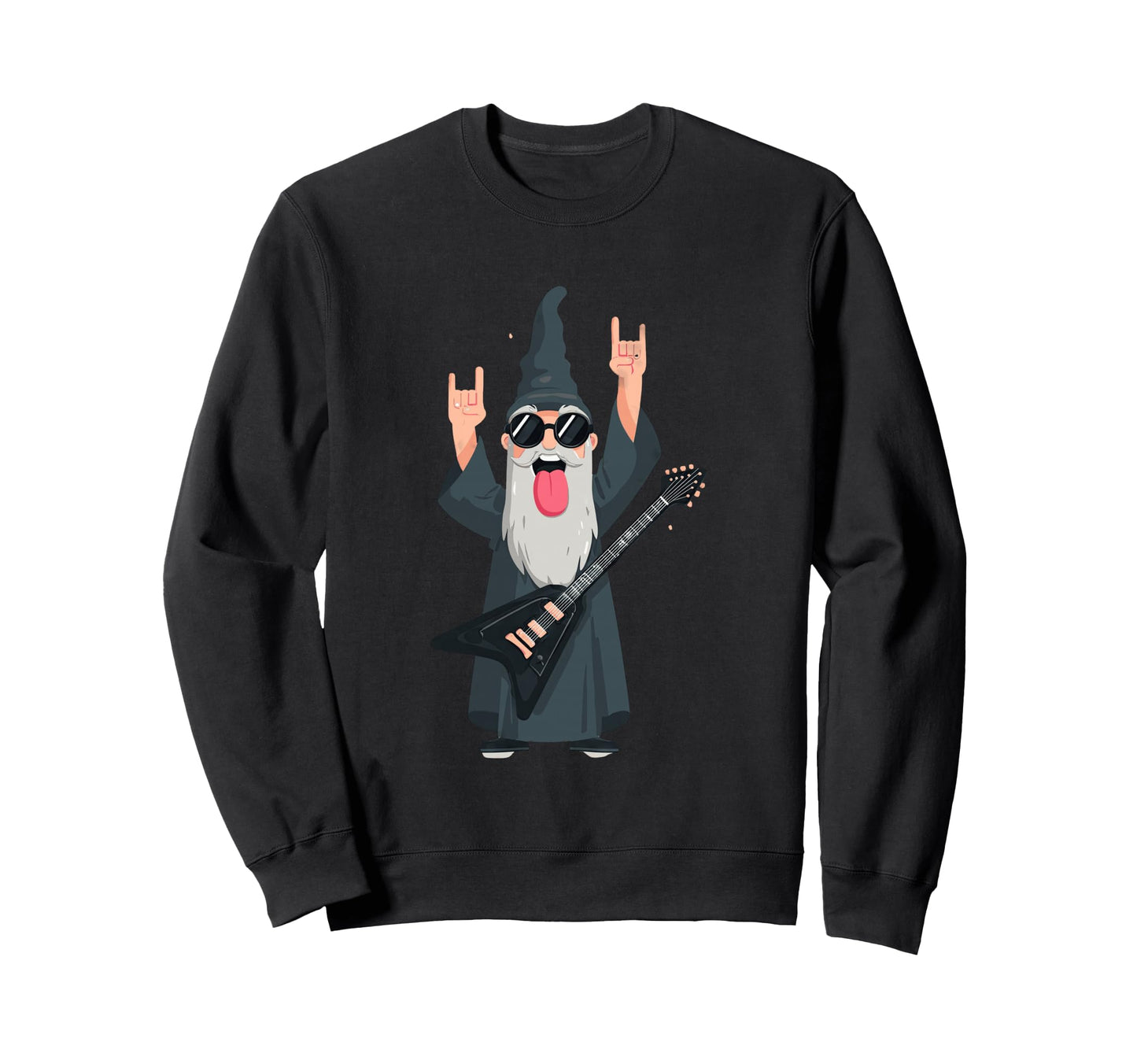 Rock Wizard Funny Guitar Player Sweatshirt - Custom Art Print Unisex - T-Shirt, Sweatshirt, Hoodie