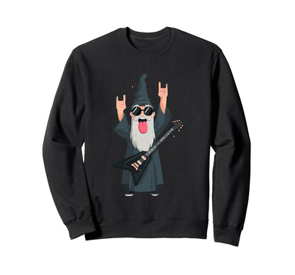 Rock Wizard Funny Guitar Player Sweatshirt - Custom Art Print Unisex - T-Shirt, Sweatshirt, Hoodie