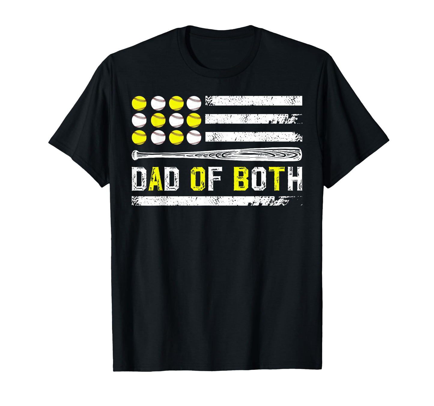 Dad Both Us Flag Baseball Softball Dad T-Shirt - Trendy Graphic Unisex - T-Shirt, Sweatshirt, Hoodie