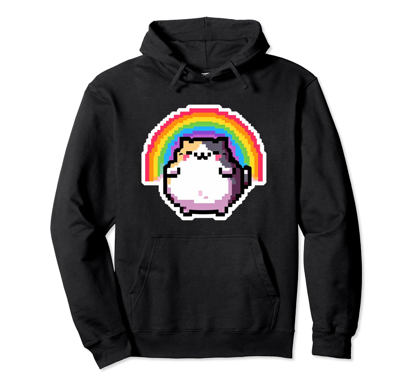 8Bit Pixel Cat And Rainbow Pixelated Hoodie - Streetwear Style Men Women - T-Shirt, Sweatshirt, Hoodie