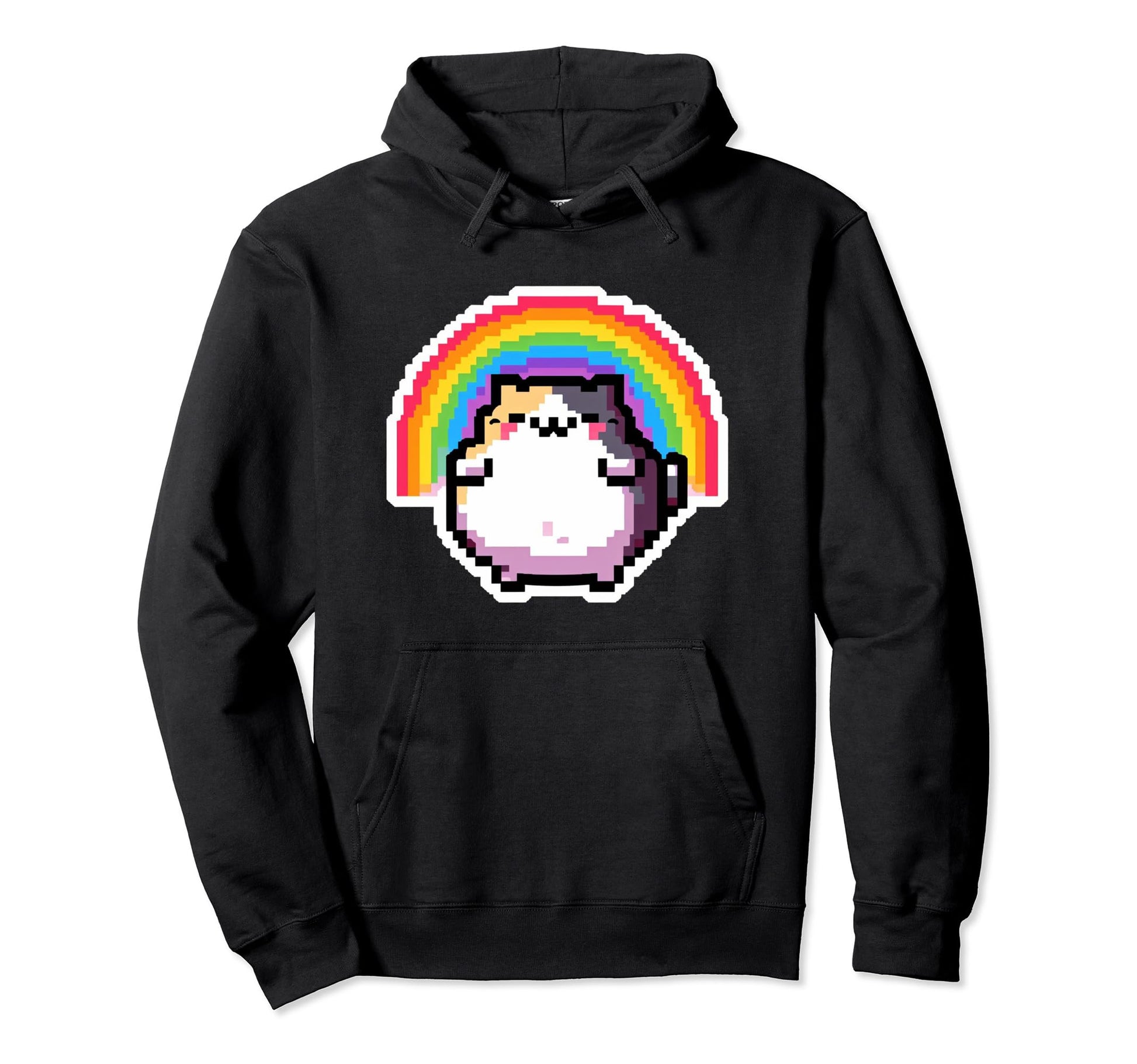 8Bit Pixel Cat And Rainbow Pixelated Hoodie - Streetwear Style Men Women - T-Shirt, Sweatshirt, Hoodie