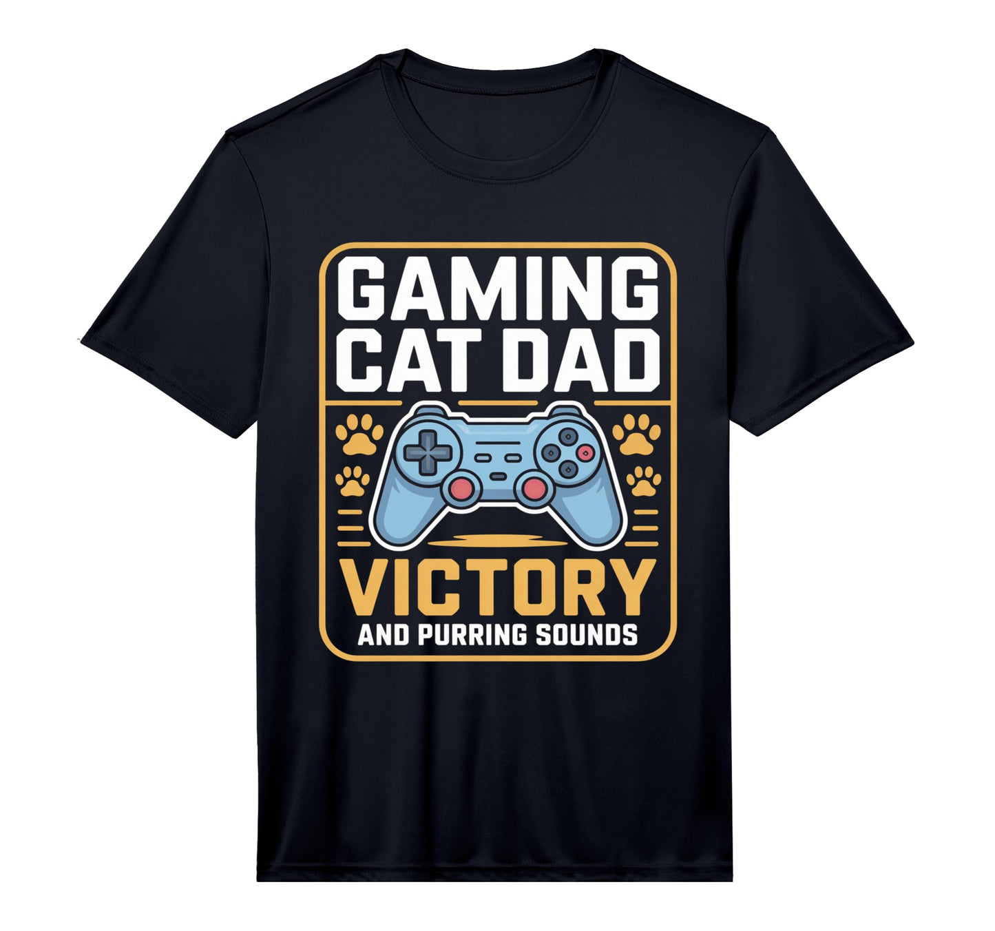 Mens Gaming Cat Dad Victory Screen T-Shirt - Custom Art Print for Adults - T-Shirt, Sweatshirt, Hoodie
