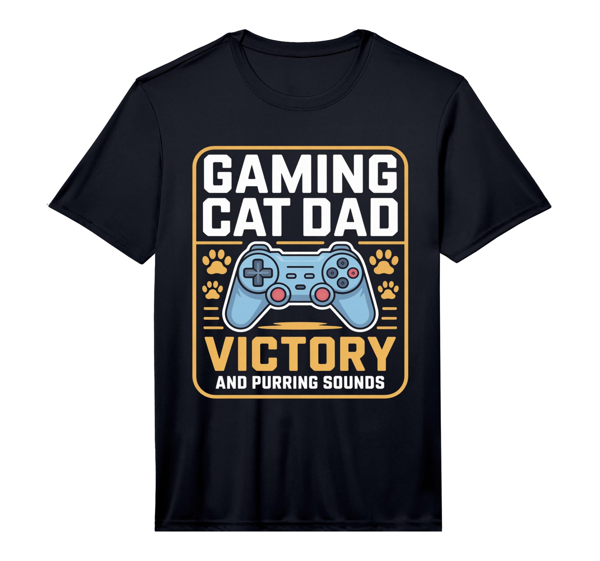 Mens Gaming Cat Dad Victory Screen T-Shirt - Custom Art Print for Adults - T-Shirt, Sweatshirt, Hoodie