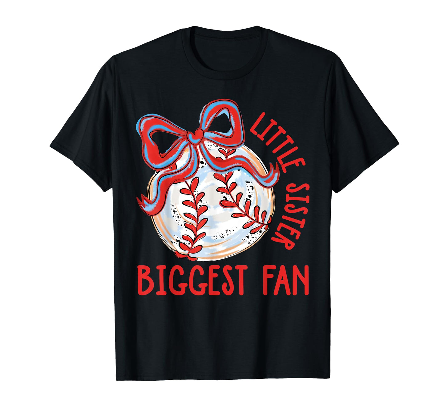 Baseball Sister Biggest Fan Lil Sis T-Shirt - Minimalist Print Men Women - T-Shirt, Sweatshirt, Hoodie
