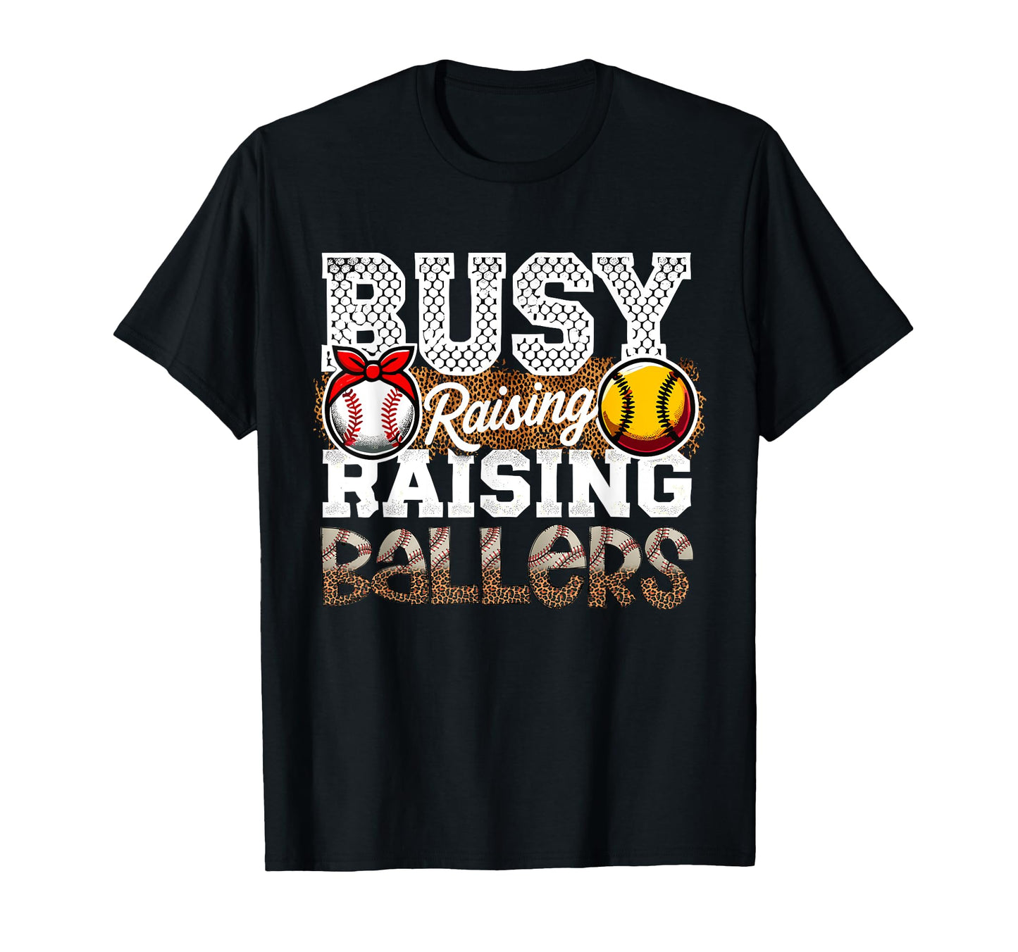 Busy Raising Ballers Leopard Softball T-Shirt - Aesthetic Graphic Unisex - T-Shirt, Sweatshirt, Hoodie