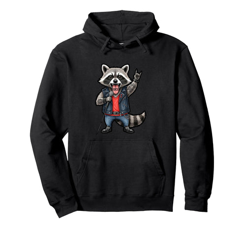 Funny Punk Raccoon Rock Fans Singer Rock Hoodie - Graphic Print Men Women - T-Shirt, Sweatshirt, Hoodie